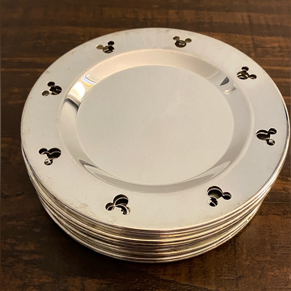 Vintage Disney Mickey Mouse Silver Plated Coasters Set of 12